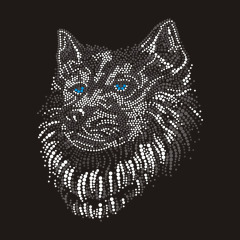 Custom Grey Wolf Paintings Bling rhinestone