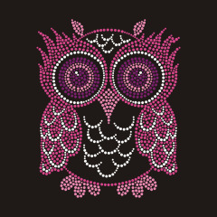 Custom Owl Colorful Art rhinestone