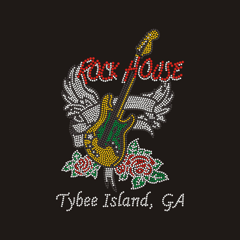 Custom Guitar rock rhinestone design