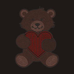 Custom Shimmering diamond luxury cute sitting bear holding heart.