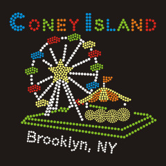 Coney Island waterwheel Rhinestone Design
