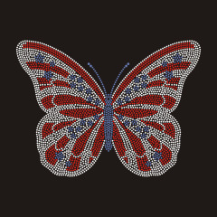 Custom Stripe Butterfly Bling Rhinestone