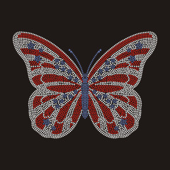 Custom Stripe Butterfly Bling Rhinestone