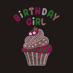 Rhinestone Bling Sparkle Cupcake Cup Cake Birthday Girl