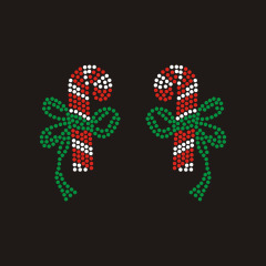 Bling Rhinestone Christmas Candy Cane Design