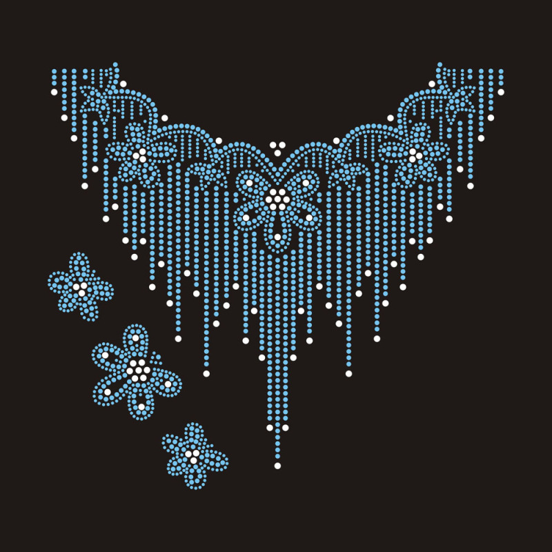 Flower Blue Collar Rhinestone Transfer design