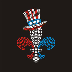 iris us hat rhinestone design drawing