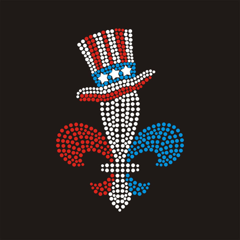 iris us hat rhinestone design drawing