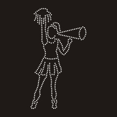 Cheerleader Megaphone Iron on Rhinestone Transfer