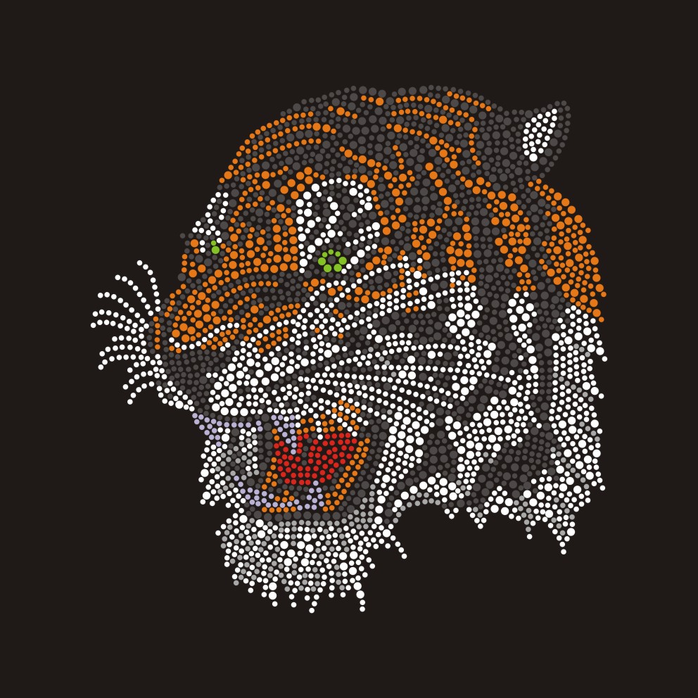 Tiger Custom Crystal Rhinestone Iron on Transfer Factory