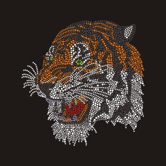 Tiger Custom Crystal Rhinestone Iron on Transfer Factory