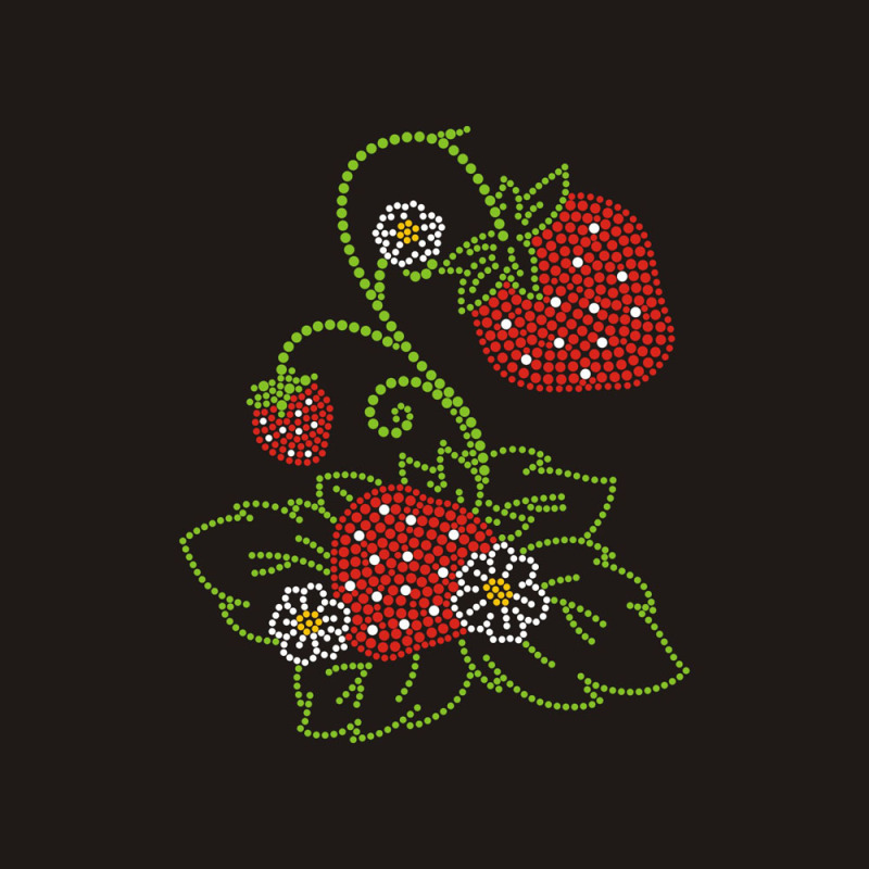 Fruit strawberry flower rhinestone transfer Bling design