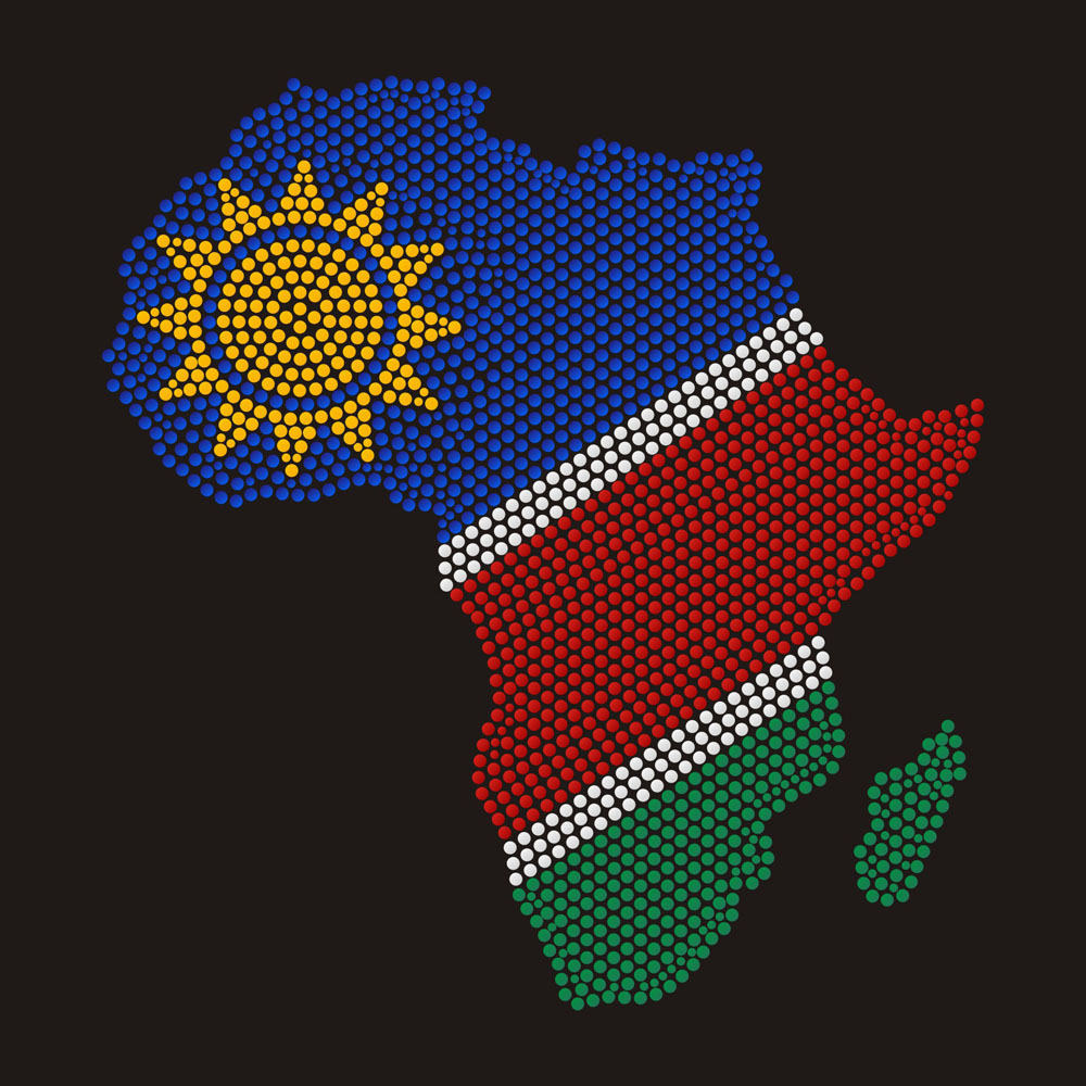 Bling Map of Africa Flag design Rhinestone