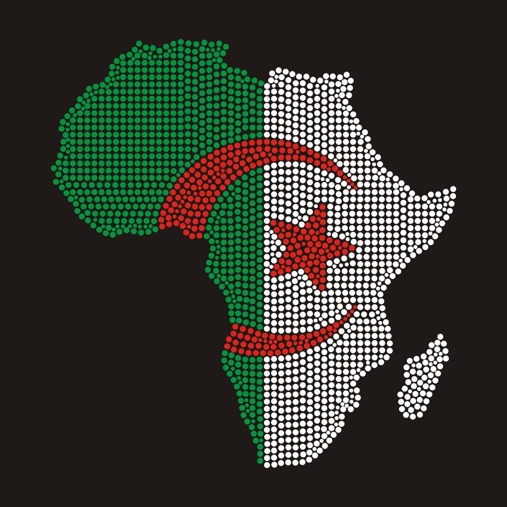 Bling Map of Africa Flag design Rhinestone