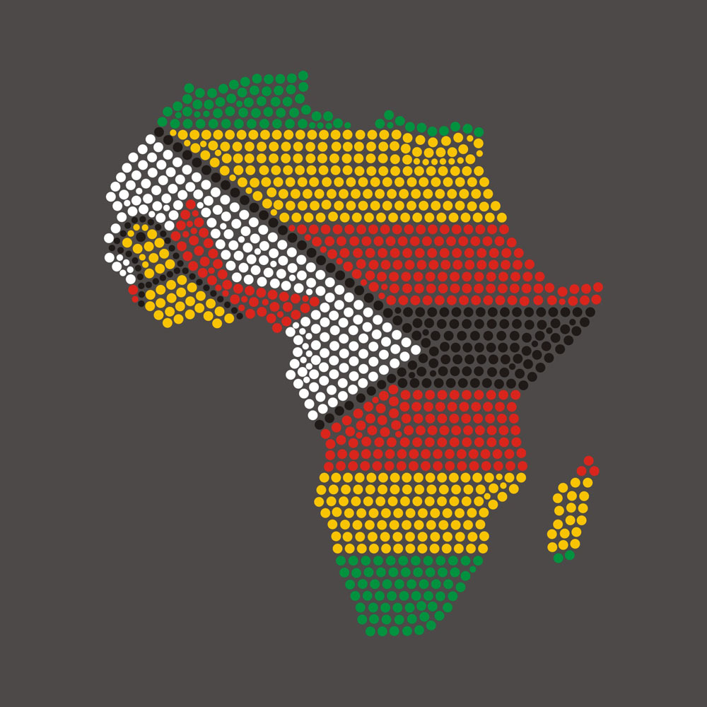 Bling Map of Africa Flag design Rhinestone