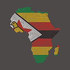 Bling Map of Africa Flag design Rhinestone