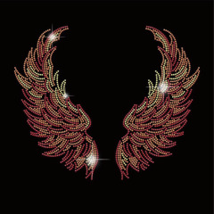 wings rhinestone transfer
