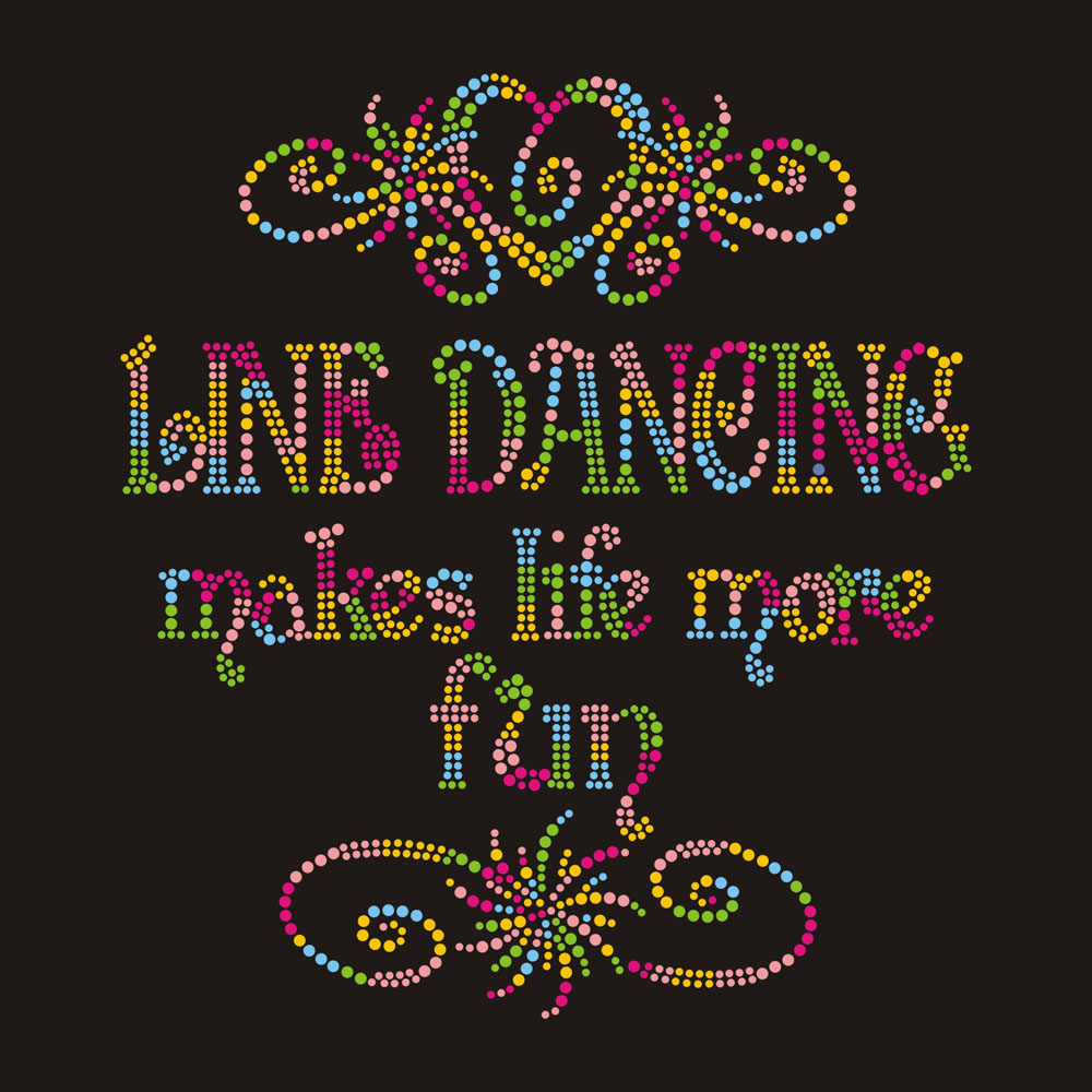 pink word motif rhinestone design