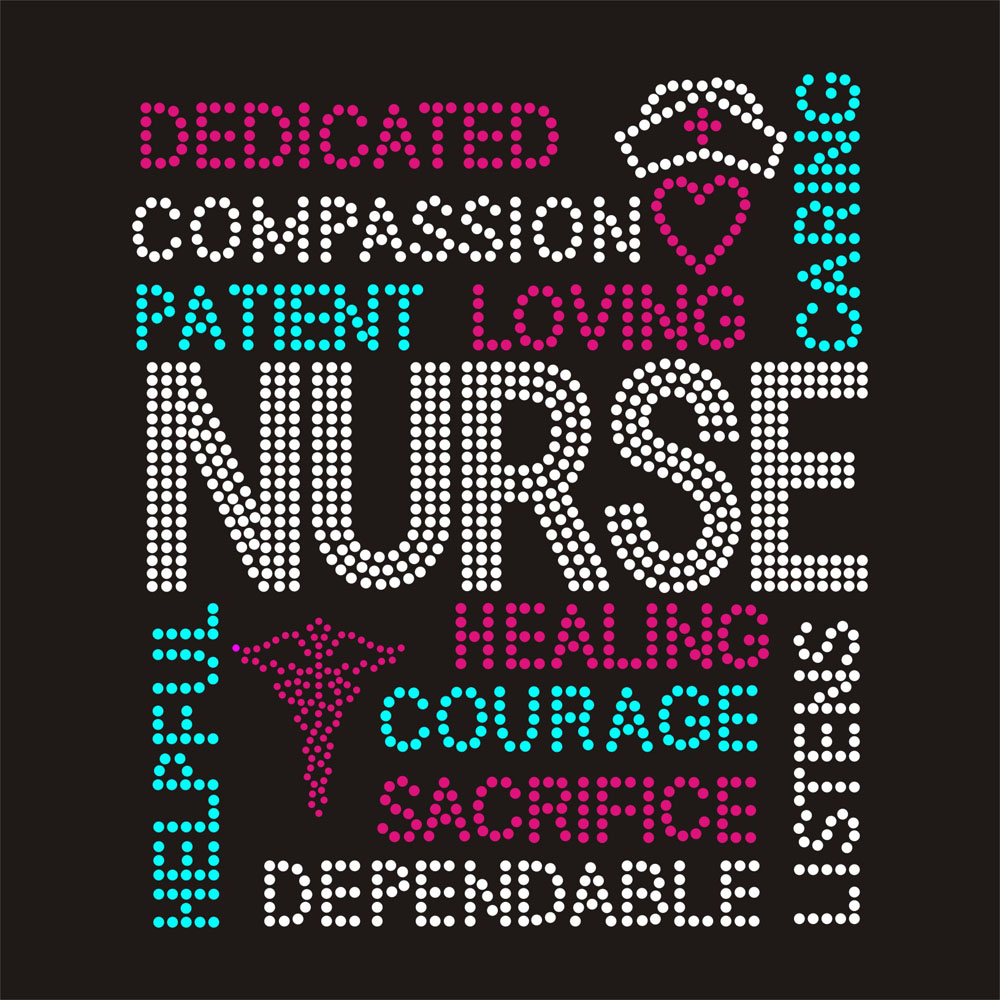 pink word motif rhinestone design