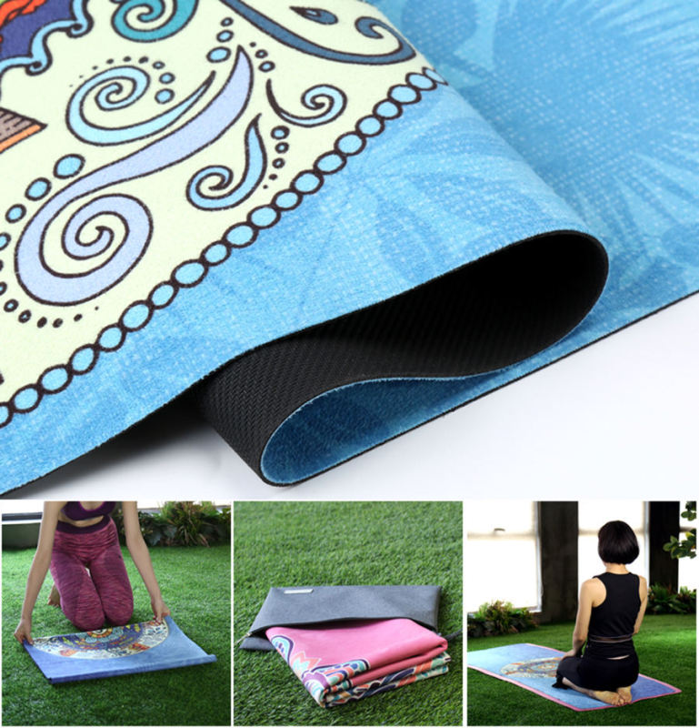 Haiteng Wholesale Portable yoga mat 183*68cm thick natural rubber suede colorful pattern printing non-slip Pilates exercise mat
