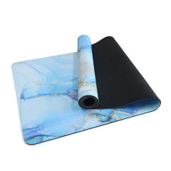 High quality custom sublimation brand printing fold non-slippery microfiber suede rubber super fiber fabric yoga mat