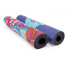 High quality custom sublimation brand printing fold non-slippery microfiber suede rubber super fiber fabric yoga mat