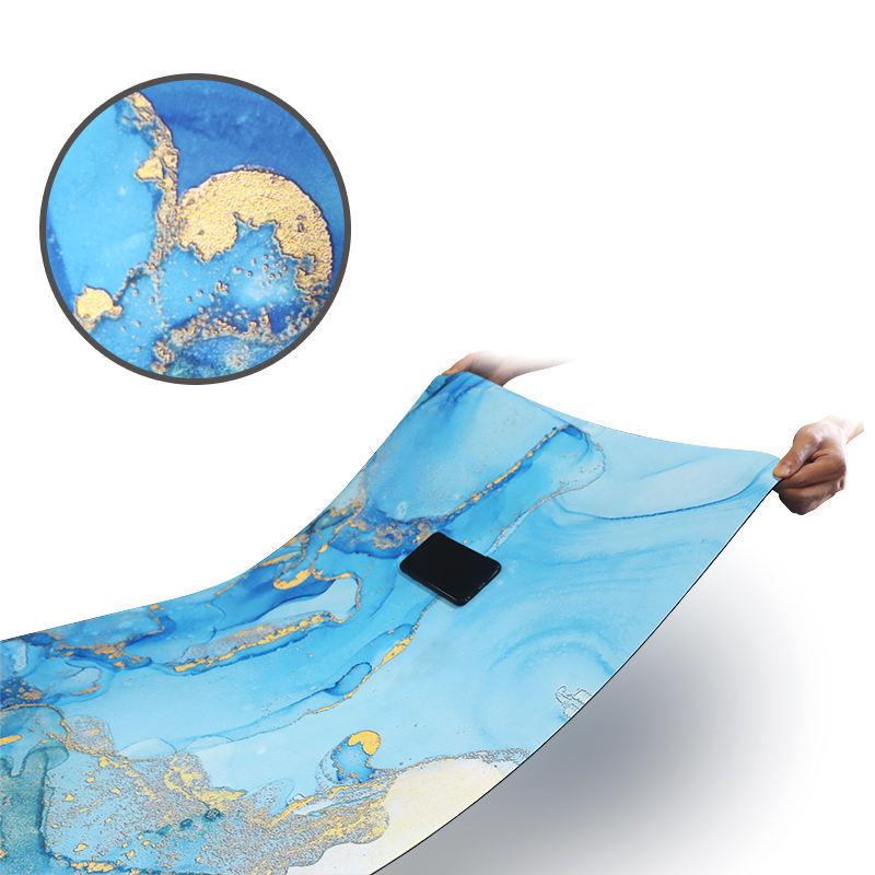 High quality custom sublimation brand printing fold non-slippery microfiber suede rubber super fiber fabric yoga mat