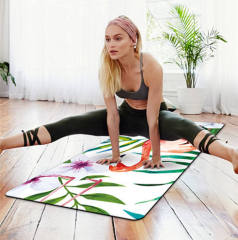 High quality custom sublimation brand printing fold non-slippery microfiber suede rubber super fiber fabric yoga mat