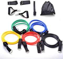 Wholesale 11Pcs Exercise Bands TPE Latex Resistance Tubes Set Custom Exercise Bands with Door Anchor, Handles, Carry Bag, Legs Ankle Straps for Resistance Training Up to 100 lbs