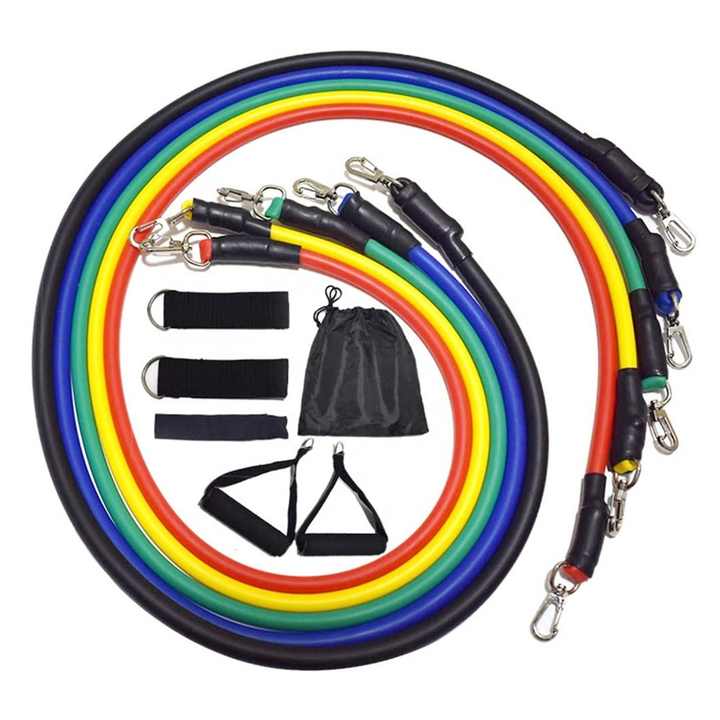 Wholesale 11Pcs Exercise Bands TPE Latex Resistance Tubes Set Custom Exercise Bands with Door Anchor, Handles, Carry Bag, Legs Ankle Straps for Resistance Training Up to 100 lbs