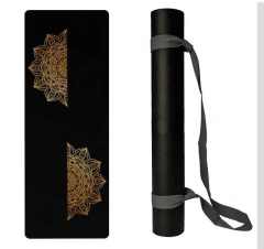 Haiteng Premium Gold Printing Organic Natural Rubber Yoga Mat PU 4mm Thick Non-slip Workout Mat Eco friendly Exercise Mat With Strap Polyurethane Yoga Mat