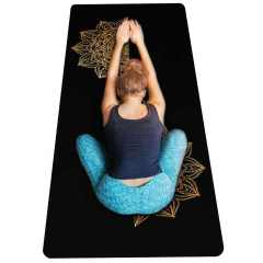 Haiteng Premium Gold Printing Organic Natural Rubber Yoga Mat PU 4mm Thick Non-slip Workout Mat Eco friendly Exercise Mat With Strap Polyurethane Yoga Mat