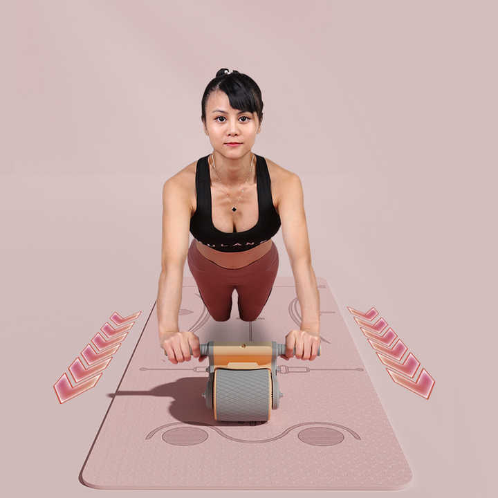 Wholesale Popular Odorless Workout Mat Abs Roller Wheels TPE Gymnastics Mat Double Color 80cm Wide Extra Thick Exercise Yoga Mat TPE with Position Line