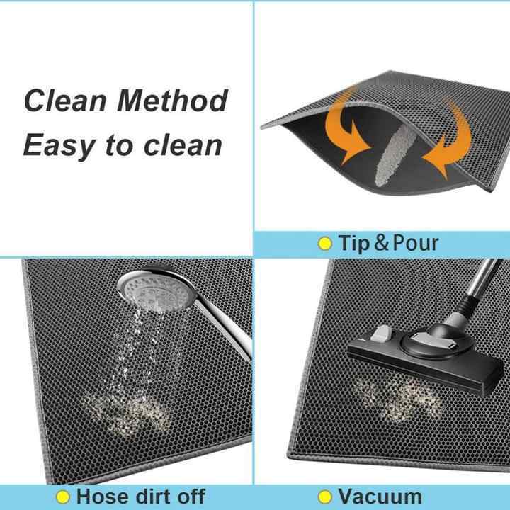 Double-Layer Cat Litter Mat Litter Trapping Mat, Urine and Waterproof Material, Washable Easy to Clean, Non-Slip,Litter Mat Scatter Control, Siftin 30 x 22 Inch Large Litter Trapping Mat