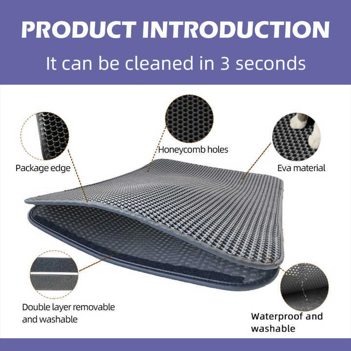 Double-Layer Cat Litter Mat Litter Trapping Mat, Urine and Waterproof Material, Washable Easy to Clean, Non-Slip,Litter Mat Scatter Control, Siftin 30 x 22 Inch Large Litter Trapping Mat