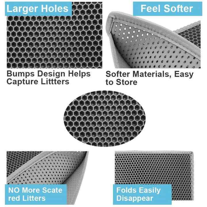 Double-Layer Cat Litter Mat Litter Trapping Mat, Urine and Waterproof Material, Washable Easy to Clean, Non-Slip,Litter Mat Scatter Control, Siftin 30 x 22 Inch Large Litter Trapping Mat