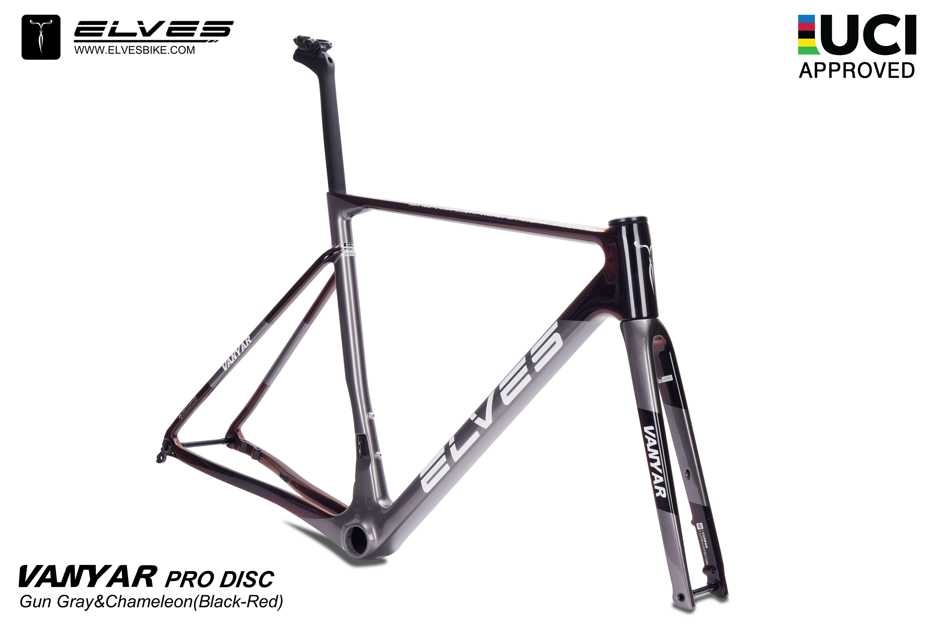 UCI Approved, ELVES Vanyar Pro Disc Road Framesets, Superlight Full Carbon  Disc Road Frame