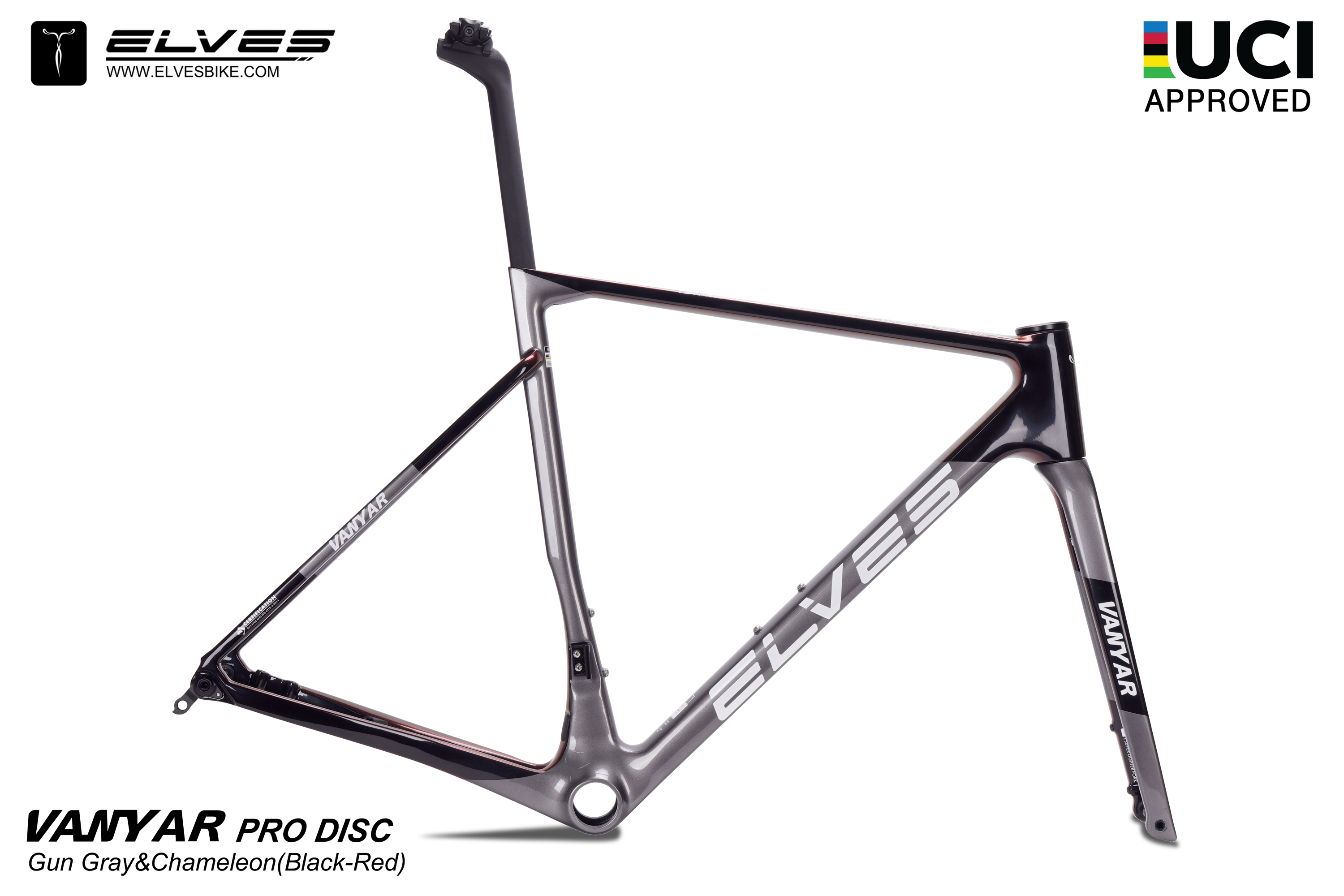 UCI Approved, ELVES Vanyar Pro Disc Road Framesets, Superlight Full Carbon  Disc Road Frame