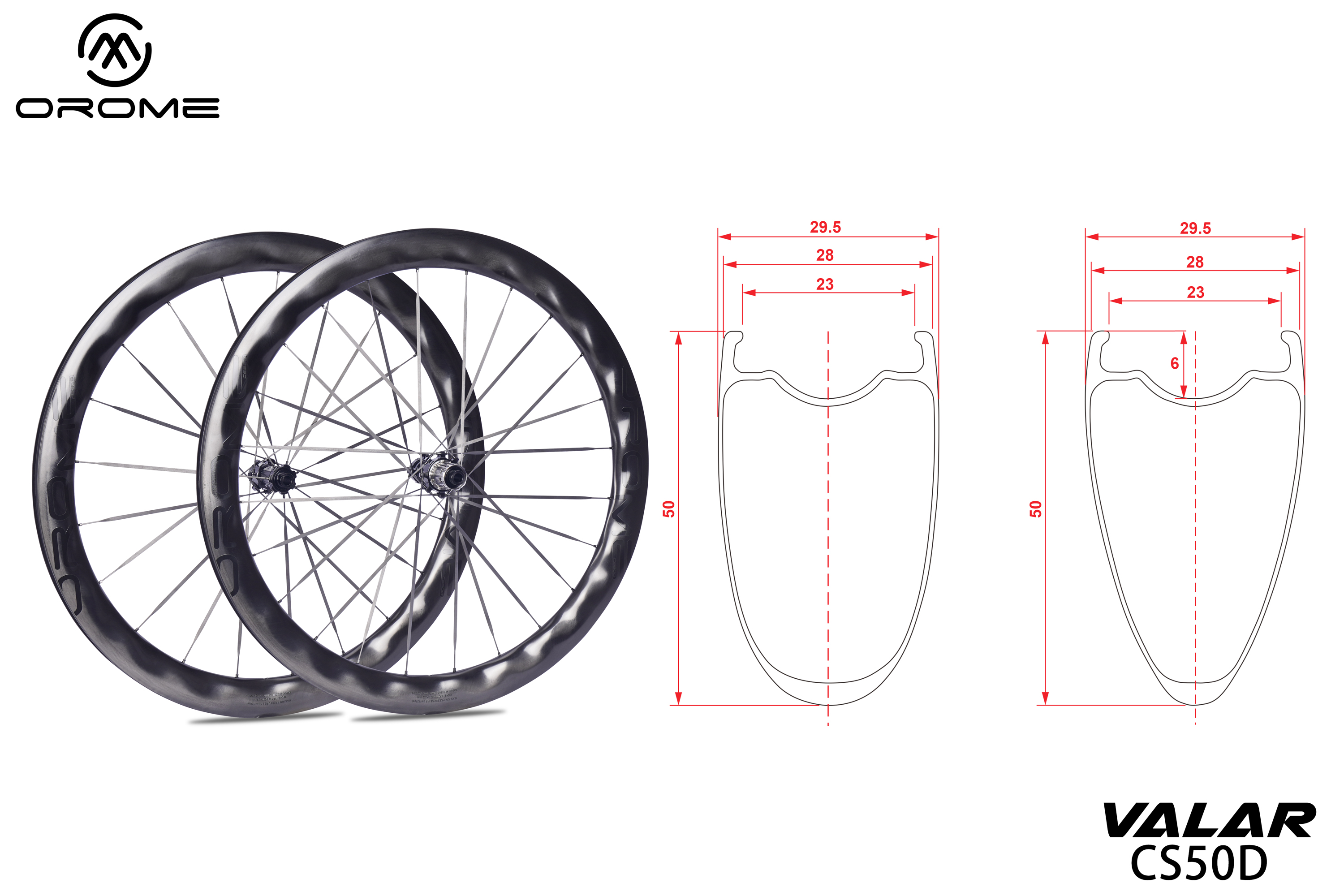 OROME VALAR CS50D 50mm Wave Aero Carbon Disc Wheelset