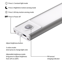 Magnetic Cabinet Light - 3CCT Motion Sensor Battery Powered Dimmable Rechargeable LED Light