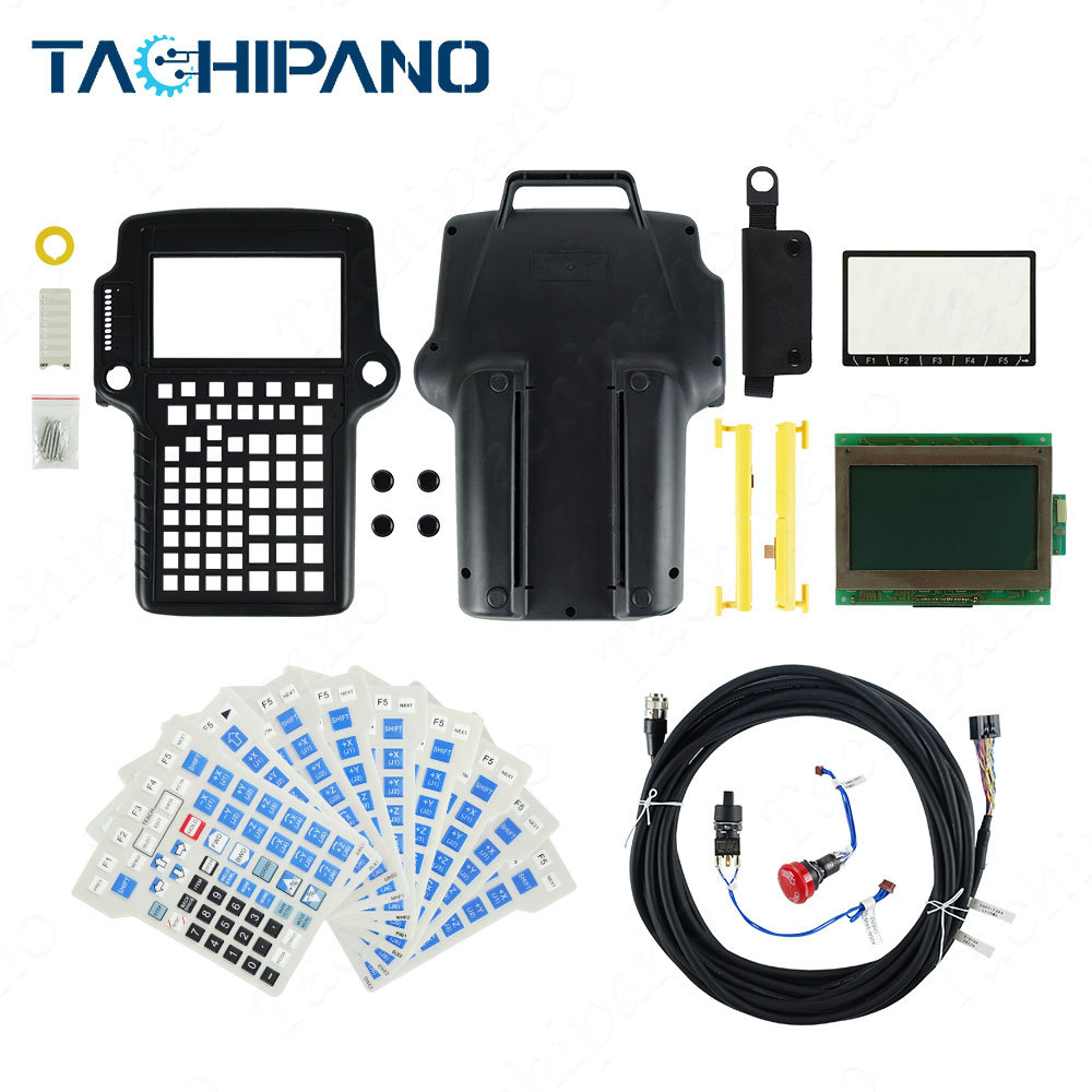 A05B-2301-C183 Plastic Case, Hand strap, Label, Yellow switch parts, Screen protector, LCD display for A05B-2301-C183 Teach Pendant Plastic Cover Housing