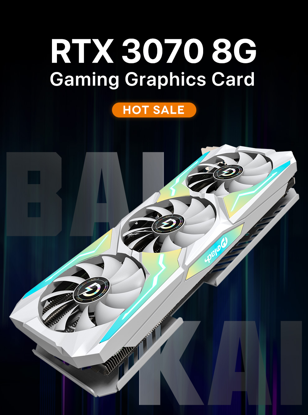 PELADN RTX 3070 Bai Kai 8G,Gaming Graphics Card