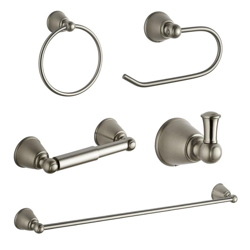 Wall Mounted Zinc Alloy Brushed Nickel Bathroom Accessory Set