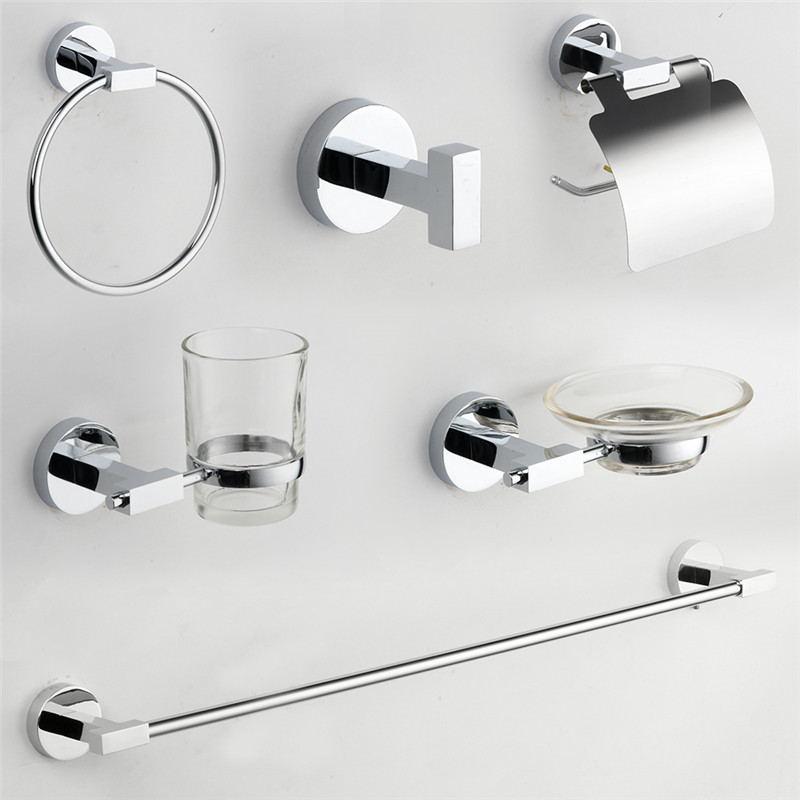 Zinc Alloy Square Matte Black Wall Mounted Bathroom Accessories Set