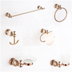 Hotel Project Luxury Brass Gold Modern Sanitary Fittings Bathroom Accessories Set