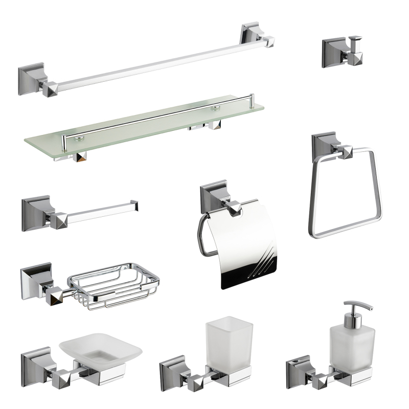 Square Design Bathroom Sanitary Wall Mounted Black Zinc Alloy Bathroom Accessories Hardware Set