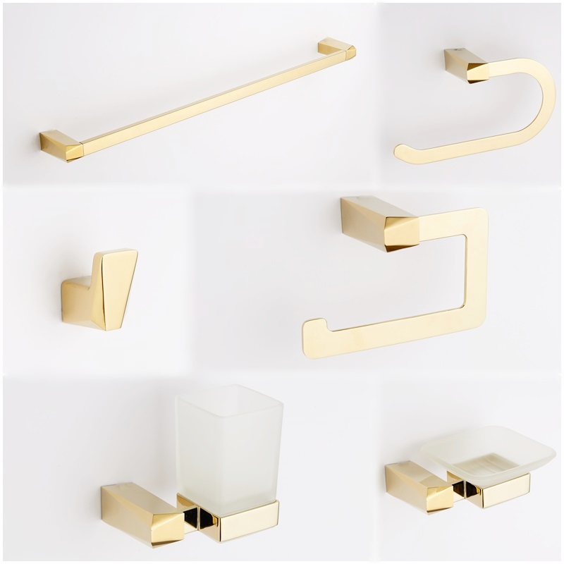 Gold Bath Fitting China Supplier Factory Wall Mounted Zinc Bathroom Accessories Set