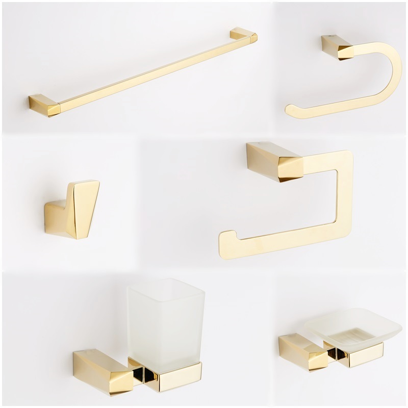 Gold Bath Fitting China Supplier Factory Wall Mounted Zinc Bathroom Accessories Set