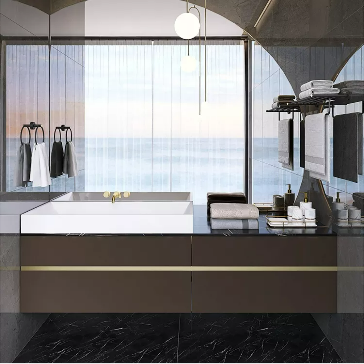 Copper Bathroom Design Brass wall mounted Black Gold Bathroom Accessories Set