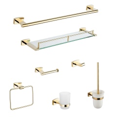 Hotel Project Luxury Brass Gold Modern Sanitary Fittings Bathroom Accessories Set